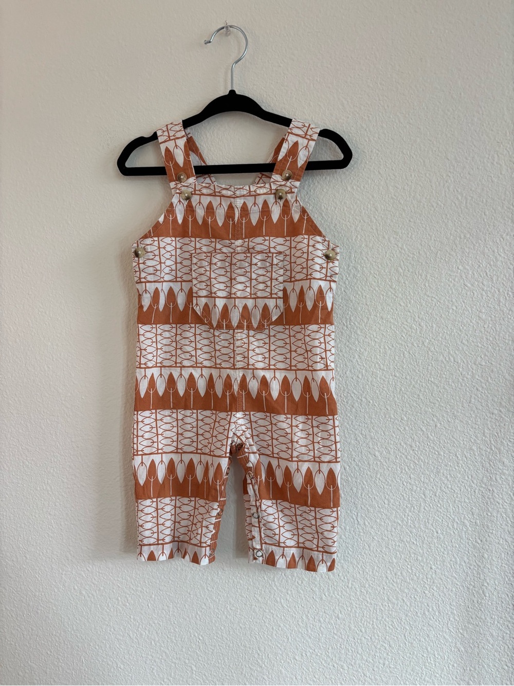 Kate Quinn orange and white geometric-print baby romper 3-6 months
